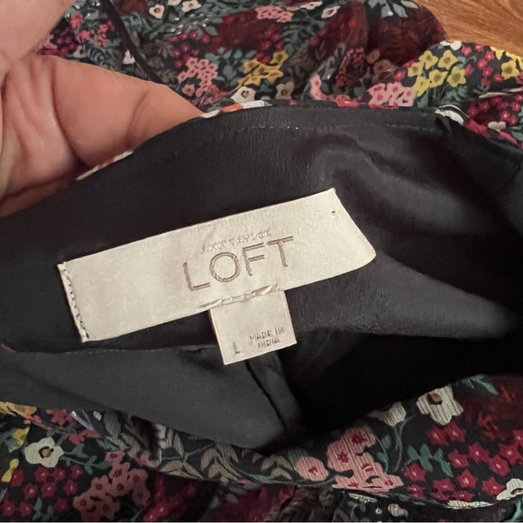 LOFT Wildflowers Print Long sleeve Babydoll Mini Shift Dress Size L - Picture 7 of 13